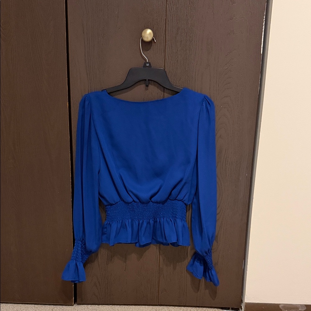 Shinestar Deep Blue V-Neck Blouse - Picture 4 of 4